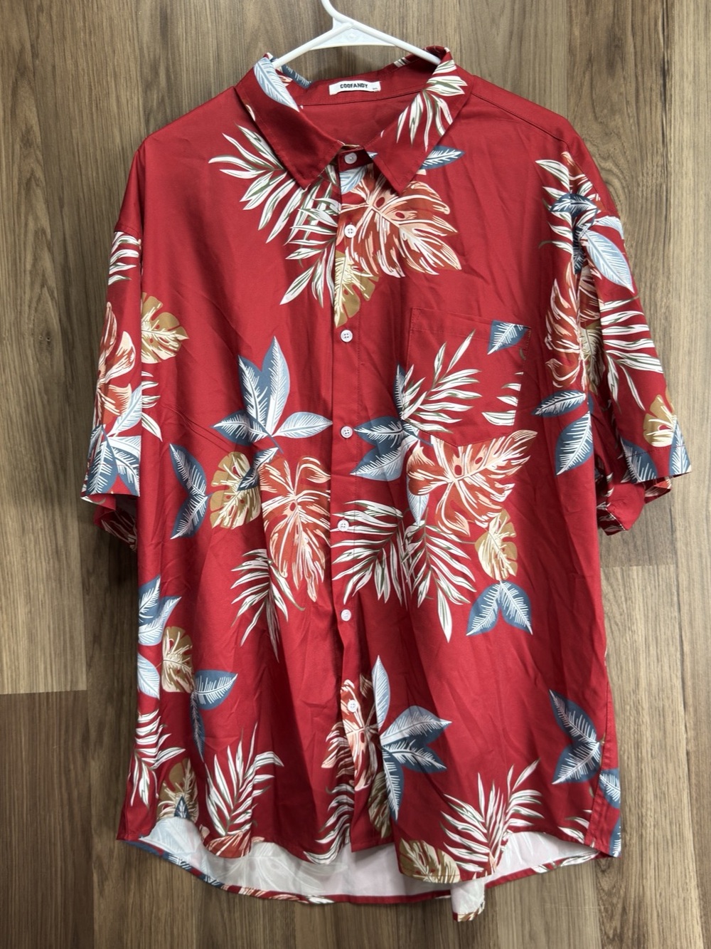 Coofandy 3XL Red Tropical Floral Hawaiian Button Up Shirt